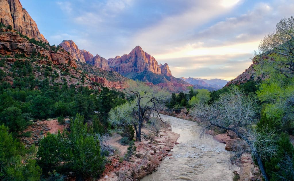 The Virgin River through Zion National Park at sunset. #VirginRiver #ZionNationalPark #Zion #Angel'sLanding